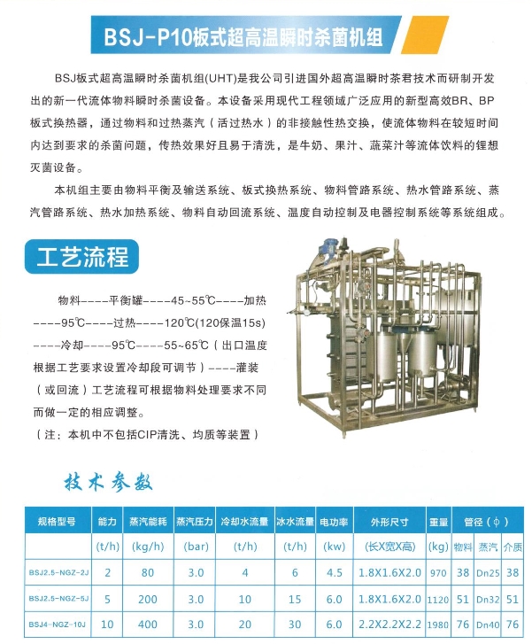 BSJ-P10板式超高溫瞬時殺菌機組2